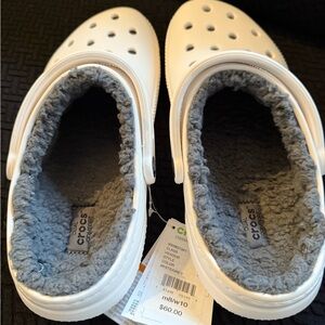 CROCS White Slippers with Soft Gray Interior